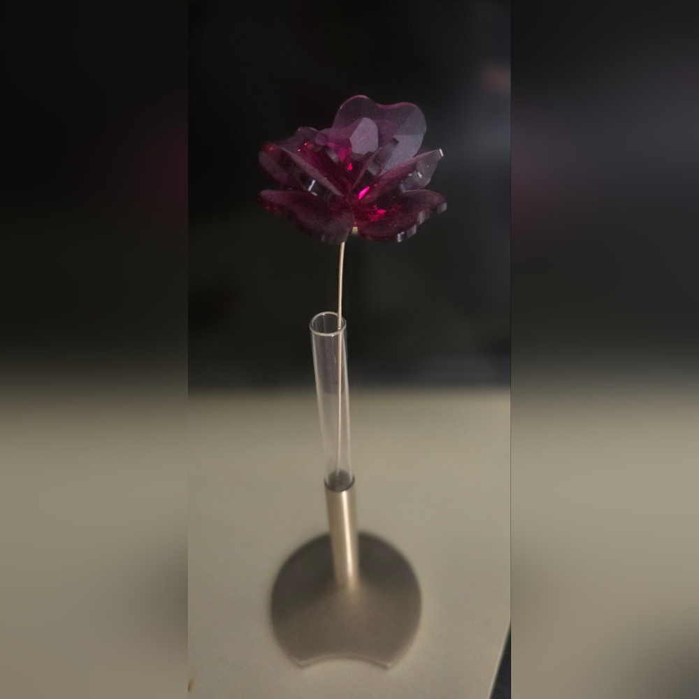 Swarovski Crystal Garden Tales "Rose" Decoration in Red, model 5557800 In Vase